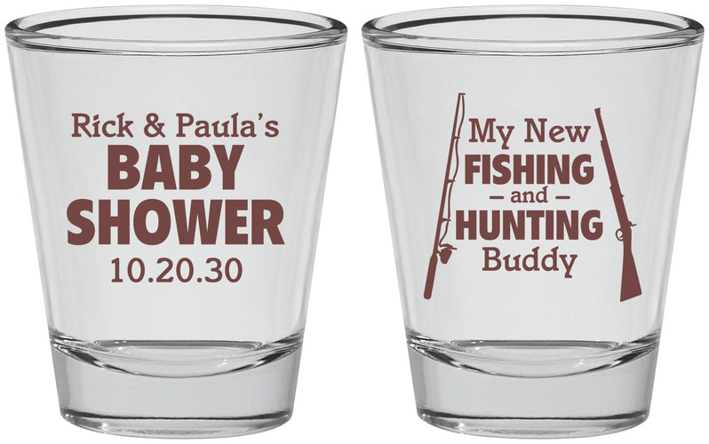 Personalized Baby Shower Shot Glasses - Fishing Hunting | 90126