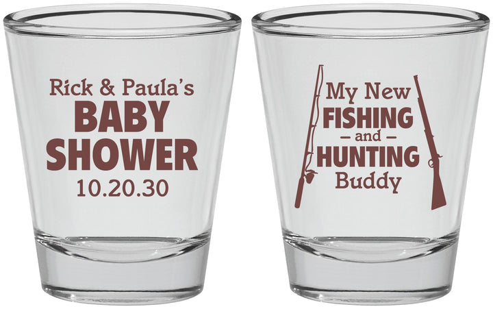 Personalized Baby Shower Shot Glasses - Fishing Hunting | 90126
