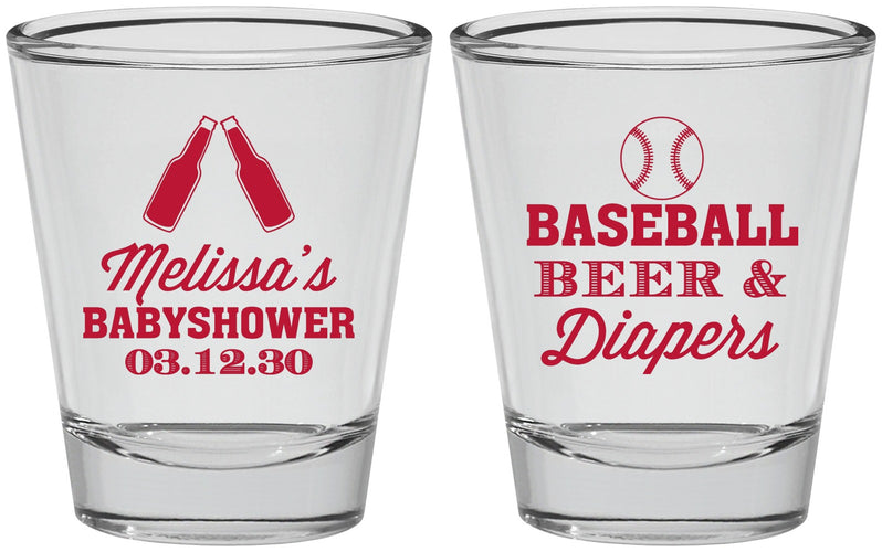 Personalized Baby Shower Shot Glasses - Baseball Beer Diapers | 90132
