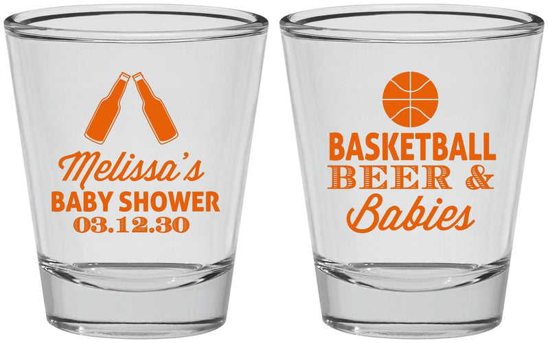 Personalized Baby Shower Shot Glasses - Basketball Beer Babies | 90134
