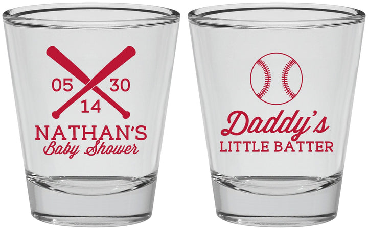 Personalized Baby Shower Shot Glasses - Baseball Little Batter | 90136