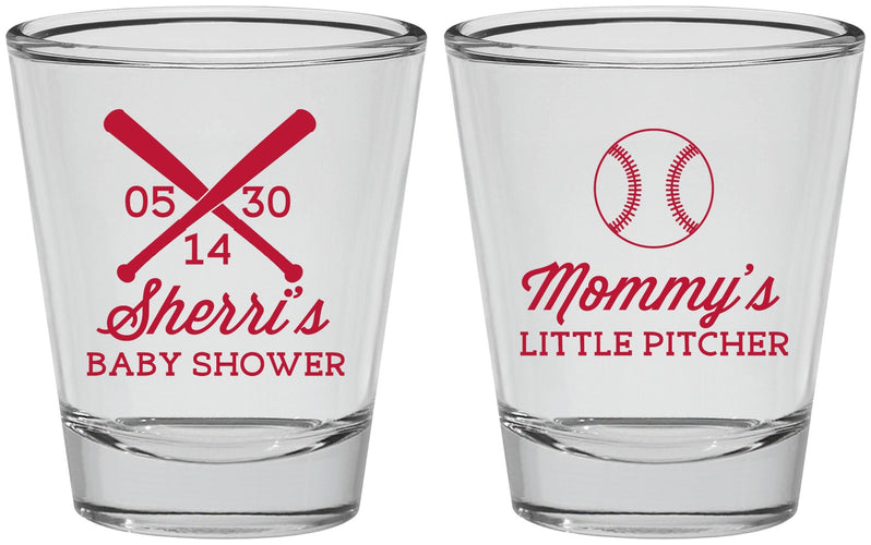 Personalized Baby Shower Shot Glasses - Baseball Little Pitcher | 90137