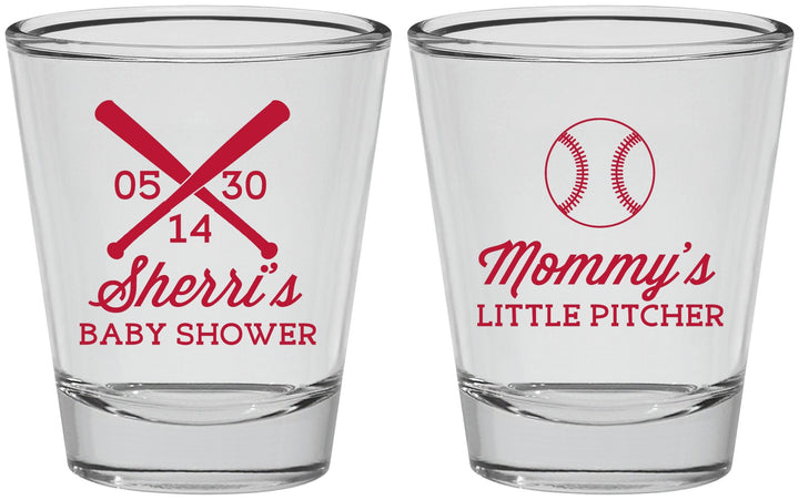 Personalized Baby Shower Shot Glasses - Baseball Little Pitcher | 90137