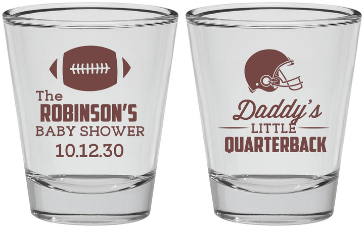 Personalized Baby Shower Shot Glasses - Football Little Quarterback | 90138