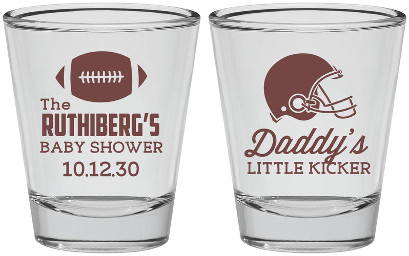 Personalized Baby Shower Shot Glasses - Football Little Kicker | 90139