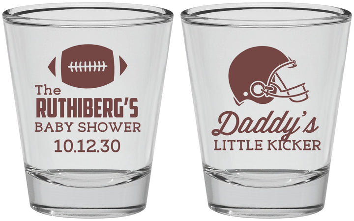 Personalized Baby Shower Shot Glasses - Football Little Kicker | 90139