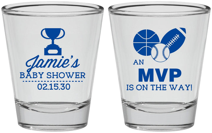 Personalized Baby Shower Shot Glasses - Sports Mvp | 90141