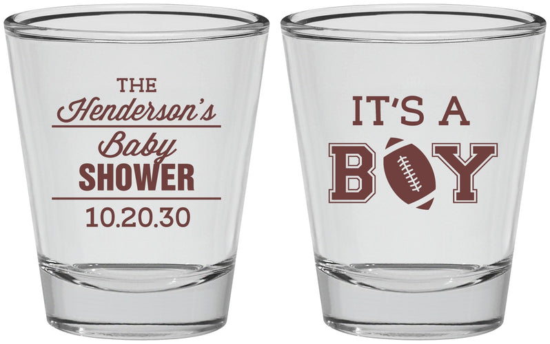 Personalized Baby Shower Shot Glasses - Football | 90142