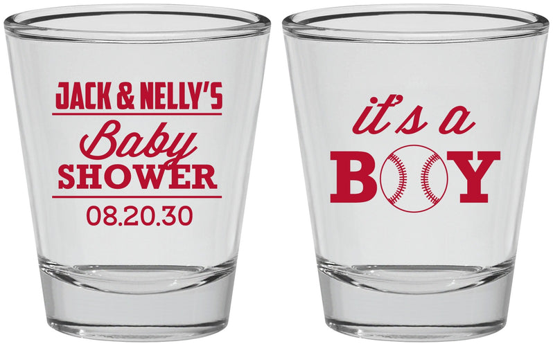 Personalized Baby Shower Shot Glasses - Baseball Its A Boy | 90143
