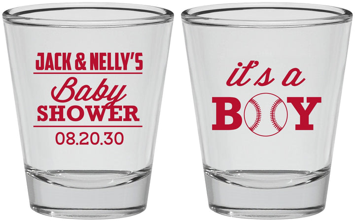 Personalized Baby Shower Shot Glasses - Baseball Its A Boy | 90143