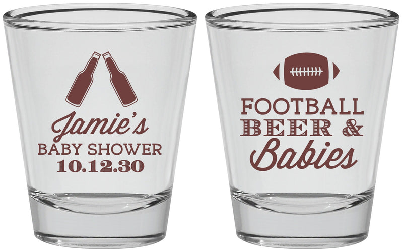 Personalized Baby Shower Shot Glasses - Football Beer Babies | 90147