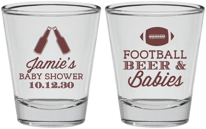 Personalized Baby Shower Shot Glasses - Football Beer Babies | 90147