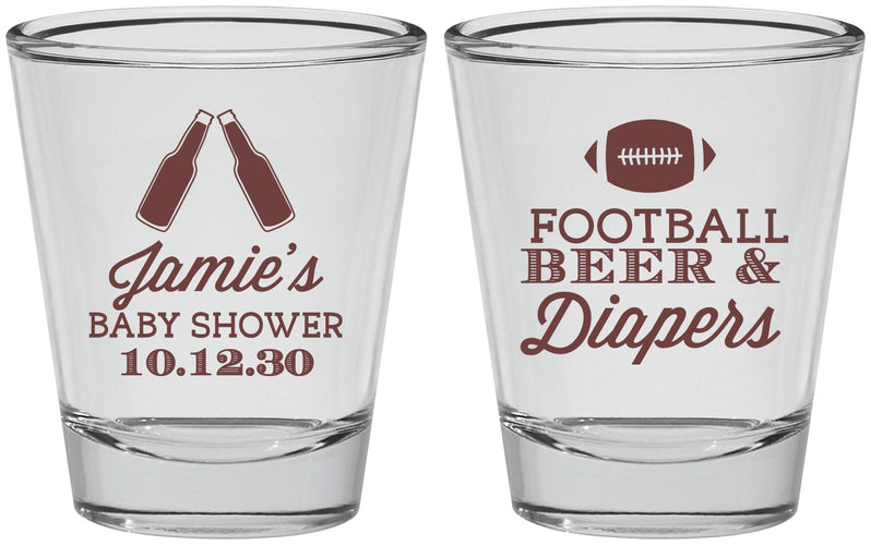 Personalized Baby Shower Shot Glasses - Football Beer Diapers | 90148