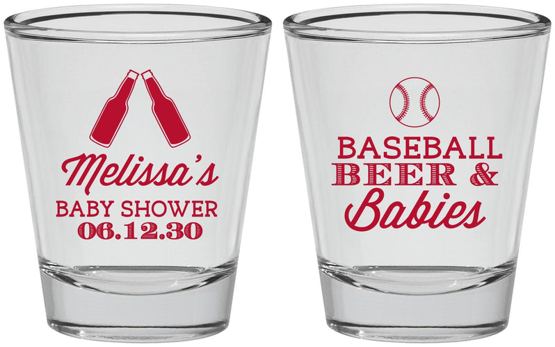 Personalized Baby Shower Shot Glasses - Baseball Beer Diapers | 90149