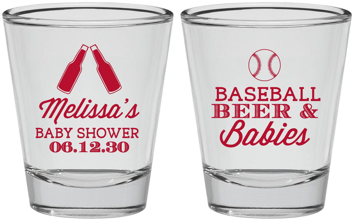 Personalized Baby Shower Shot Glasses - Baseball Beer Diapers | 90149