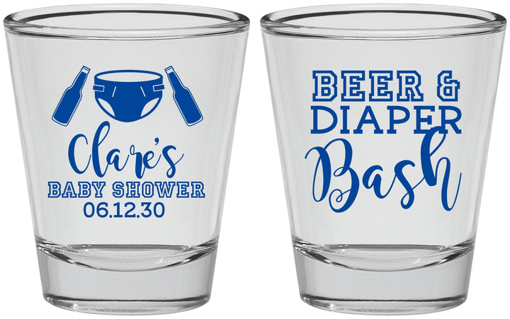 Personalized Baby Shower Shot Glasses - Beer Diapers Bash | 90151