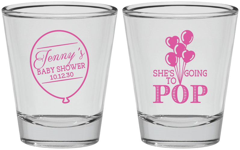 Personalized Baby Shower Shot Glasses - Shes Going To Pop | 90160