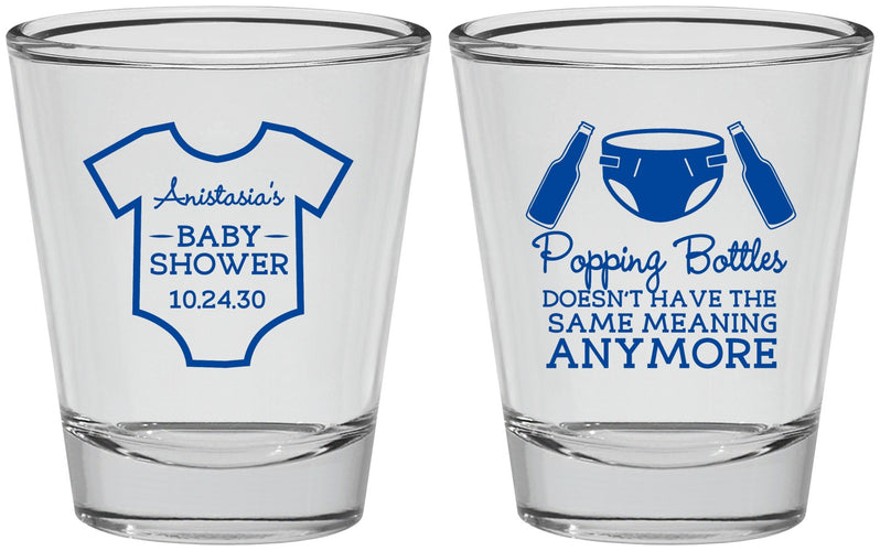 Personalized Baby Shower Shot Glasses - Popping Bottles | 90169