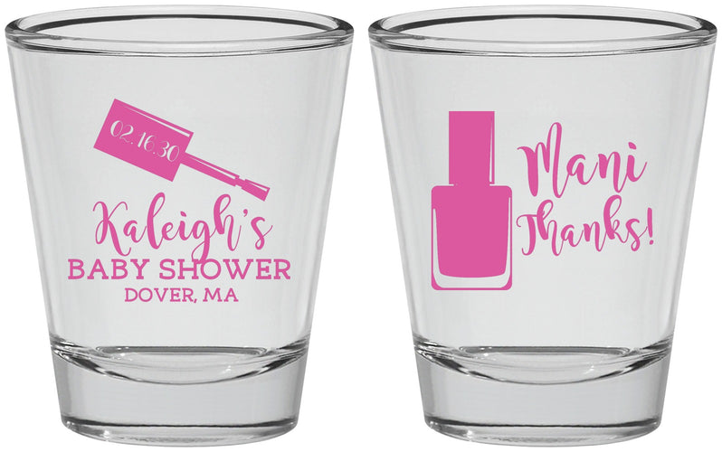 Personalized Baby Shower Shot Glasses - Mani Thanks | 90184