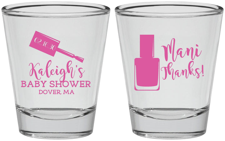 Personalized Baby Shower Shot Glasses - Mani Thanks | 90184