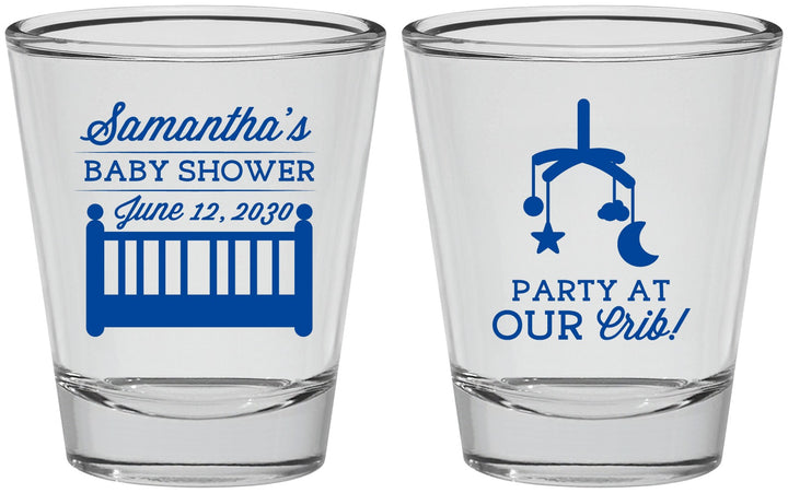 Personalized Baby Shower Shot Glasses - Party At Our Crib | 90187