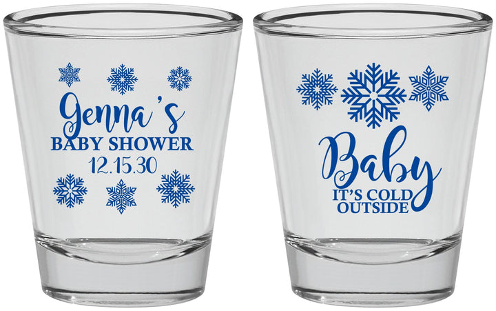 Personalized Baby Shower Shot Glasses - Christmas Snowflakes | 90192
