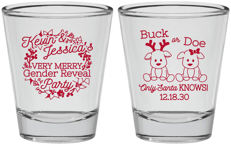 Personalized Baby Shower Shot Glasses - Christmas Gender Reveal | 90193