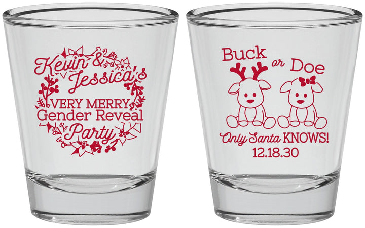 Personalized Baby Shower Shot Glasses - Christmas Gender Reveal | 90193