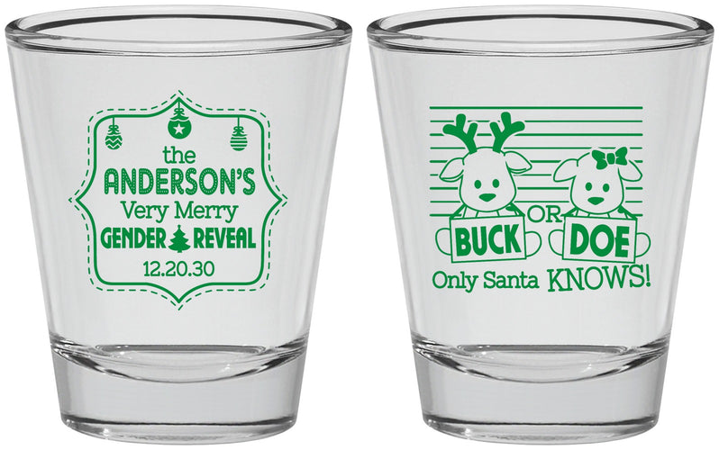Personalized Baby Shower Shot Glasses - Christmas Gender Reveal | 90194