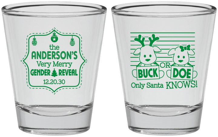Personalized Baby Shower Shot Glasses - Christmas Gender Reveal | 90194
