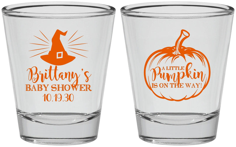 Personalized Baby Shower Shot Glasses - Little Pumpkin Halloween | 90196