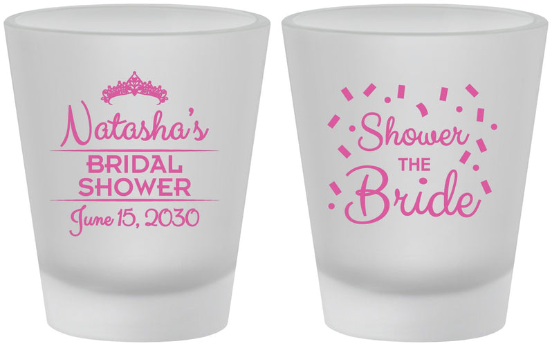 Custom Bridal Shower Frosted Shot Glasses - Shower The Bride | 100001
