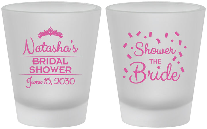 Custom Bridal Shower Frosted Shot Glasses - Shower The Bride | 100001