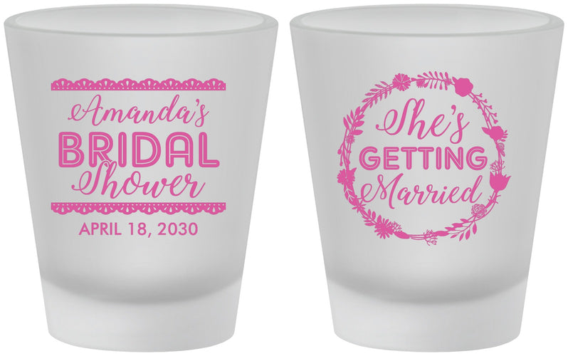 Custom Bridal Shower Frosted Shot Glasses - She's Getting Married | 100003