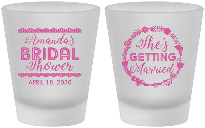 Custom Bridal Shower Frosted Shot Glasses - She's Getting Married | 100003