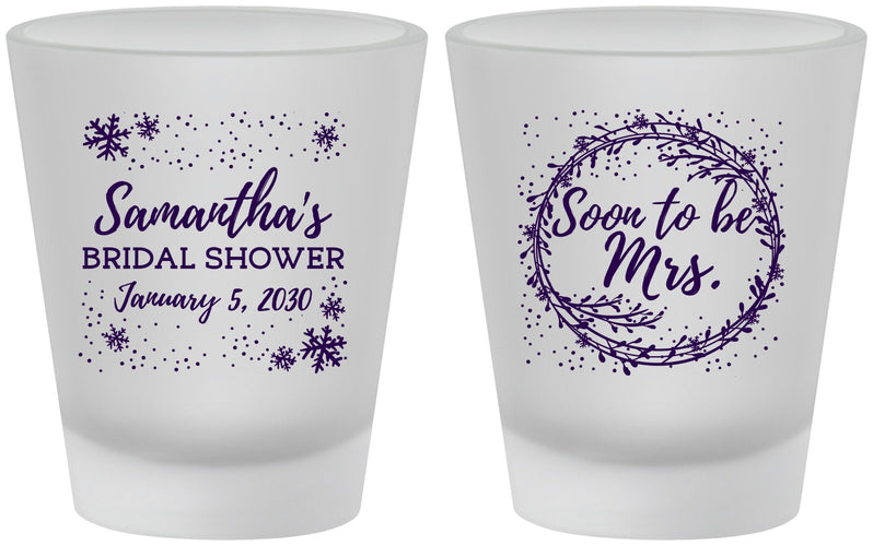 Custom Bridal Shower Frosted Shot Glasses - Soon To Be Mrs | 100004
