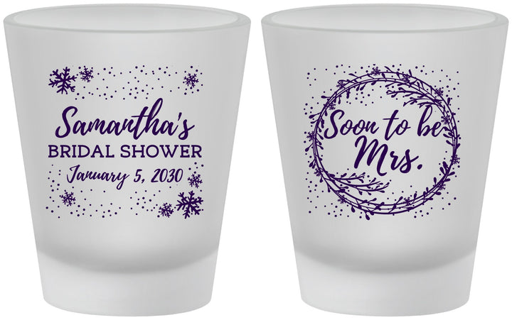 Custom Bridal Shower Frosted Shot Glasses - Soon To Be Mrs | 100004