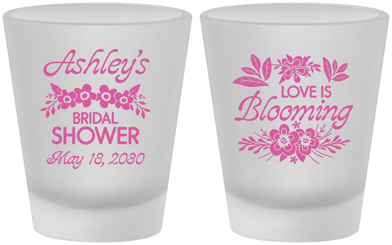 Custom Bridal Shower Frosted Shot Glasses - Love Is Blooming | 100007