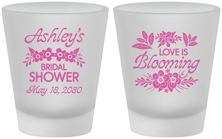 Custom Bridal Shower Frosted Shot Glasses - Love Is Blooming | 100007