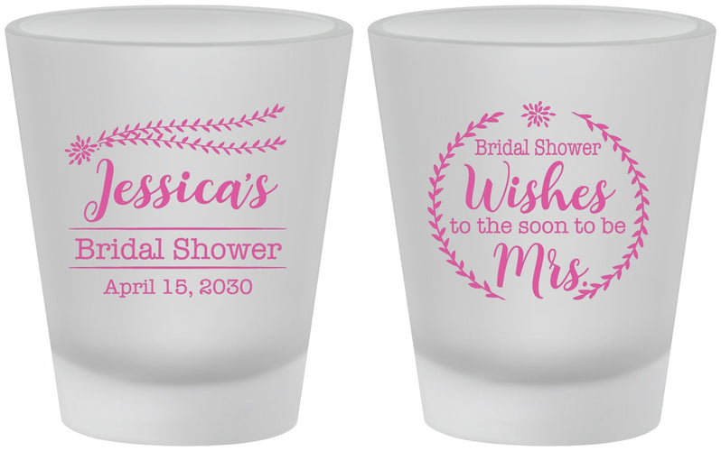 Custom Bridal Shower Frosted Shot Glasses - Soon To Be Mrs | 100009