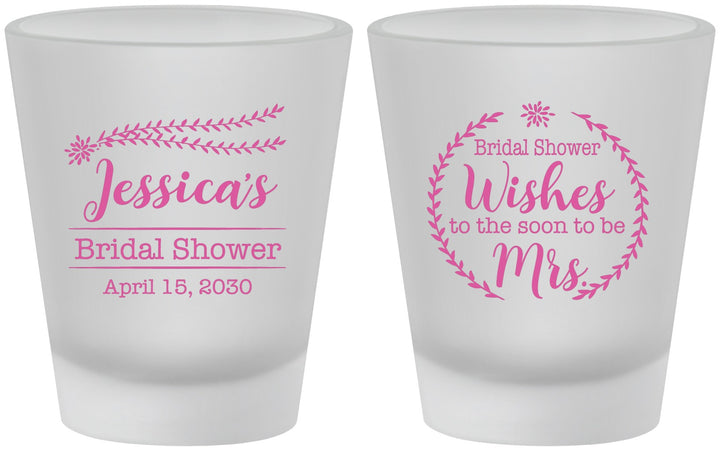 Custom Bridal Shower Frosted Shot Glasses - Soon To Be Mrs | 100009
