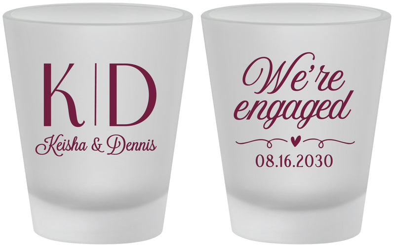 Custom Engagement Frosted Shot Glasses - We Are Engaged | 10001