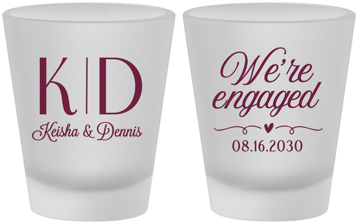 Custom Engagement Frosted Shot Glasses - We Are Engaged | 10001
