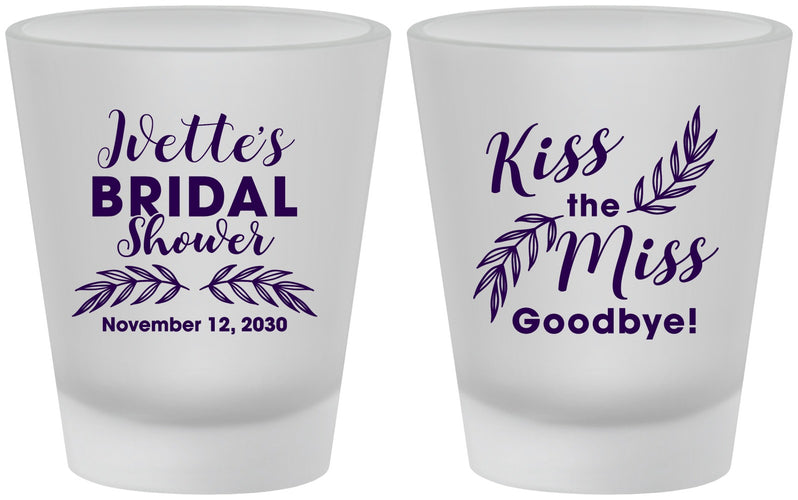Custom Bridal Shower Frosted Shot Glasses - Kiss The Miss Goodbye | 100010