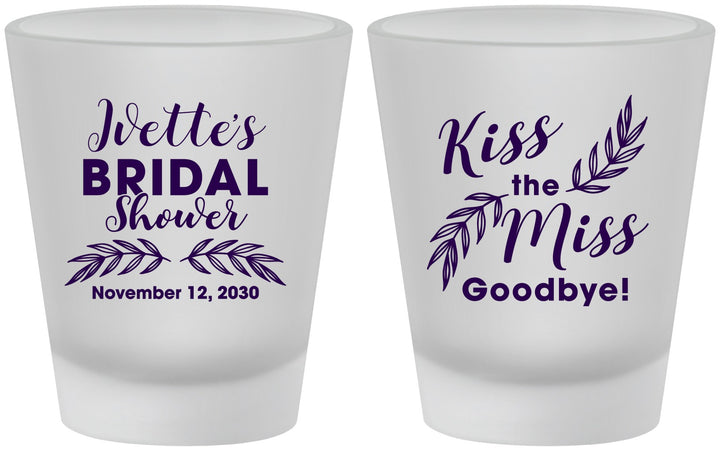 Custom Bridal Shower Frosted Shot Glasses - Kiss The Miss Goodbye | 100010