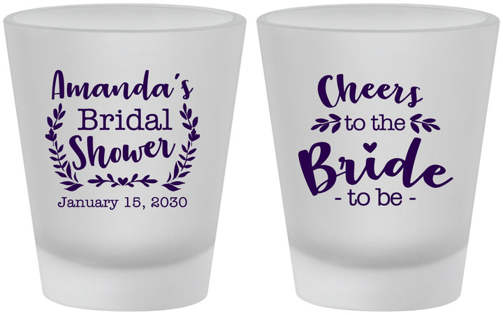 Custom Bridal Shower Frosted Shot Glasses - Cheers To The Bride | 100014