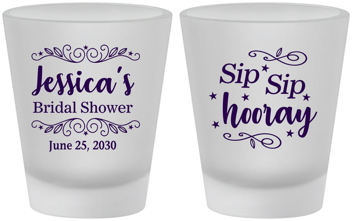 Custom Bridal Shower Frosted Shot Glasses - Sip Sip Hooray | 100016
