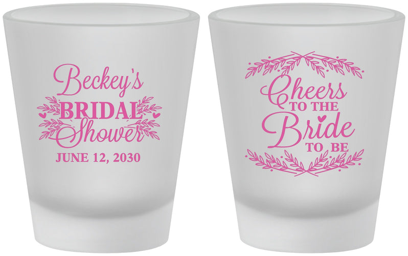 Custom Bridal Shower Frosted Shot Glasses - Cheers To The Bride | 100019