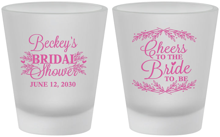 Custom Bridal Shower Frosted Shot Glasses - Cheers To The Bride | 100019