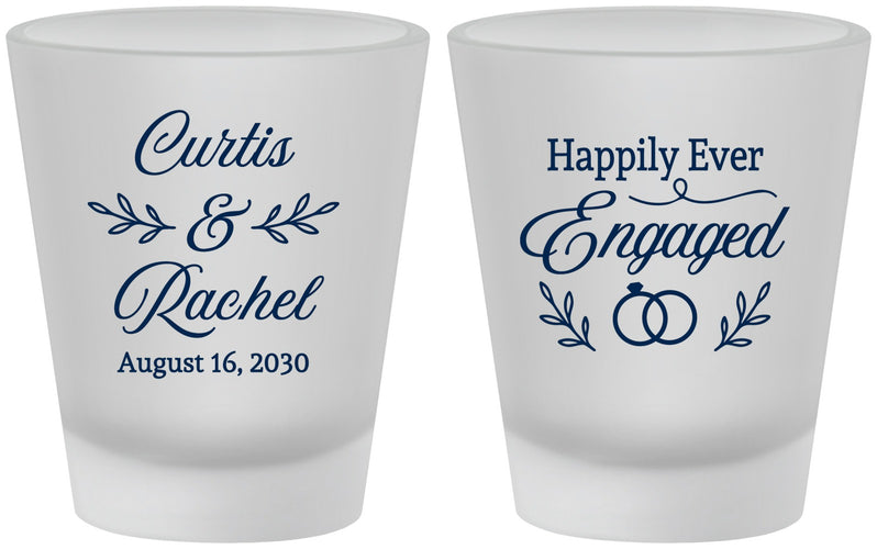 Custom Engagement Frosted Shot Glasses - Happily Ever Engaged | 10004